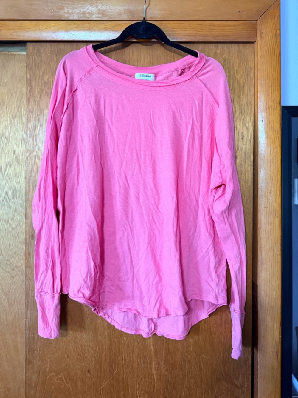 Zenana Outfitters Coral Pink Long Sleeve Relaxed Tee